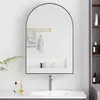 DRIPEX Miroir de Salle de Bain Arqué,Armoire Murale,étagères Réglables,Meuble de Salle de Bain avec Rangement pour Salon,91x61cm,Blanc