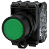 Bouton poussoir lumineux vert complet IMO Ø22mm, 1NO+1NC, LED 230V BIS...