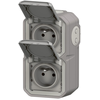 Prise de courant double vertical 16A 2P+T Legrand Plexo  grise complèt...