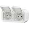 Prise de courant double horizontal 16A 2P+T Legrand Plexo  blanche com...