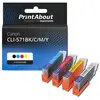 PrintAbout Cartouche compatible Canon CLI-571BK/C/M/Y - 4 couleurs - Multipack