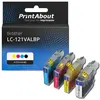 PrintAbout Cartouche compatible Brother LC-121VALBP - 4 couleurs - Multipack