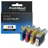 PrintAbout Cartouche compatible Brother LC-221VALBP - 4 couleurs - Multipack