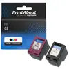 PrintAbout Cartouche compatible HP 62 (N9J71AE) - Noir + 3 couleurs - Multipack
