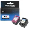 PrintAbout Cartouche compatible HP 301 (N9J72AE) - Noir + 3 couleurs - Multipack