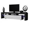Dusine Meuble TV SPIDER BIG à LED en Noir MAT avec portes Blanc Laqué 200 cm