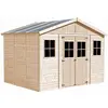 TIMBELA M331 Abri de Jardin en Bois Naturel - H246x418x318 cm/12 m²