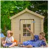 TIMBELA Cabane enfant exterieur 1m2 - Maisonnette en bois pour enfants...