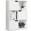 GOPLUS Bibliothèque 6 cases 3 portes blanc 60 x 29 x 90 cm
