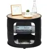 COSTWAY Table Basse Ronde avec Structure en Métal, Inclus Etagères de ...