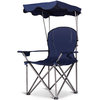 COSTWAY Chaise de Camping Pliante avec Pare-soleil, Porte-gobelet, Fauteuil de Pêche Portable Charge 120 KG, Sac de Rangement, Bleu