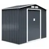 Goplus - Abri de Jardin en Metal avec Portes - Cabane à Outils(2,71m²,avec base,Gris - Toit traditionnel)