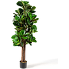 COSTWAY Plante Artificielle, Pot Feuilles de Figuier Vert de 1,5m, Pou...
