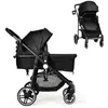 Poussette Bébé 4 Roues 2-en-1 COSTWAY-Pliage à une Main-Siège Réversible-Dossier,Auven Réglable-Housse de Pied-0-3 Ans,15KG-Noir