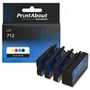 PrintAbout Cartouche compatible HP 712 (3ED67/68/69/70A) - 4 couleurs - Multipack