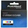 PrintAbout Cartouche compatible Epson C13T05A1/2/3/400 - 4 couleurs - Grande capacité - Multipack