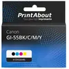 PrintAbout Cartouche compatible Canon GI-55BK/C/M/Y - 4 couleurs - Multipack