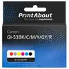 PrintAbout Cartouche compatible Canon GI-53BK/C/M/Y/GY/R - 6 couleurs - Multipack