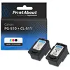 PrintAbout huismerk Inktcartridge PG-510 + CL-511 Zwart + 3 kleuren Mu...