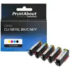 PrintAbout huismerk Inktcartridge CLI-581XL BK/C/M/Y 4-kleuren Multipa...