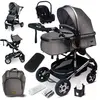 GAGADUMI BAZARLAND30.Poussette 3 en 1 set complet avec siège auto -- Poussette combinée - pneus pleins - Sac à langer. Gris