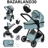BAZARLAND30.poussette combinée 3-en-1siège autonacelle ultra légère (e...