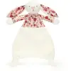 Doudou plat Lapin en fleurs Crème