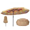CostwayParasol Double Tropical en Paille 4,5x2,7m avec Lumière Parasol...