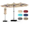 CostwayDouble Parasol Rectangulaire Exterieur avec Manivelle et Ventil...