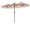 CostwayDouble Parasol Rectangulaire Exterieur avec Manivelle et Ventil...