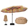CostwayParasol de Plage Tropical Lumineux en Paille 4,5x2,7m Parasol D...