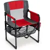 CostwayChaise Pliante Camping avec Porte-gobelet Poche Latérale Ouvre-bouteille Chaise de Plage Légère Portable Charge 150 kg Rouge