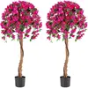 CostwayLot de 2 Arbres Artificiels de 135CM en Soie Synthétique en Pot...