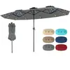 CostwayParasol de Jardin Double 400 x 210 cm avec LED Manivelle Pratiq...