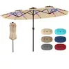 CostwayParasol de Jardin Double 400 x 210 cm avec LED Manivelle Pratiq...