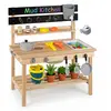 CostwayCuisine Extérieur Enfant en Bois de Sapin avec Plateau Coulissa...