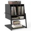 CostwayMeuble Vinyle Rangement Vinyle avec Grand Plateau Roulettes à F...