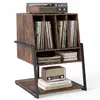 CostwayMeuble Vinyle Rangement Vinyle avec Grand Plateau Roulettes à F...