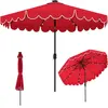 CostwayParasol de Patio de 3 M avec 24 Lumières LED Réglage de l'Incli...