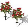 CostwayLot de 2 Fleurs Artificielles 80 CM avec Piquet, Rose Artificie...