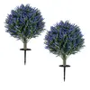 CostwayLot de 2 Lavandes Artificielles Topiaires 34 x 60 cm avec Pique...