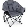 CostwayChaise de Camping Pliante avec Cadre en Métal Assise Rembourrée...