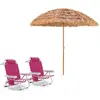 Costway2 Chaises de Camping Portable avec Dossier Réglable Rose + Para...