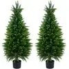CostwayLot de 2 Plantes Artificielles Interieur 120CM Arbres de Cyprès...