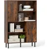 CostwayBibliothèque avec 2 Portes 4 Étagères Ouvertes Buffet Cuisine a...