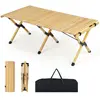 CostwayTable de Camping Pliante en Bois Table de Pique-nique 4-6 Perso...