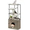 CostwayArbre à Chat avec Enclos pour Litière Meuble Moderne pour Chat ...