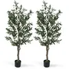 CostwayLot de 2 Plantes Artificielles en Pot Hauteur 150CM Olivier Art...