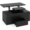 Costway Table Basse avec Plateau Relevable & 4 Tabourets de Rangement ...