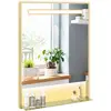 CostwayMiroir de Salle de Bain LED 80x60cm avec Étagère Miroir de Coif...